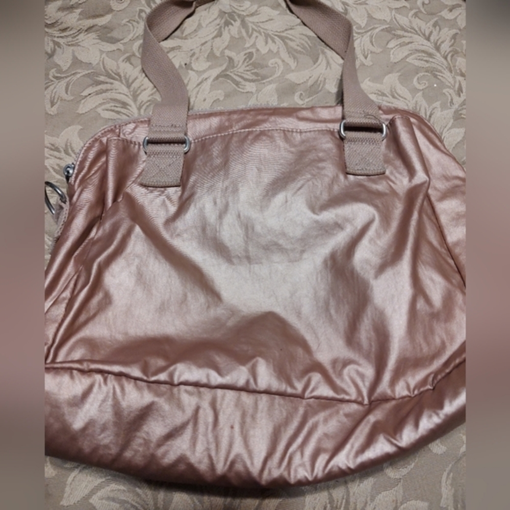 🩷👛🩷(Reduced) Shimmering Kipling Frosted Iridescent Blush Pink Utility Handbag - Picture 2 of 15